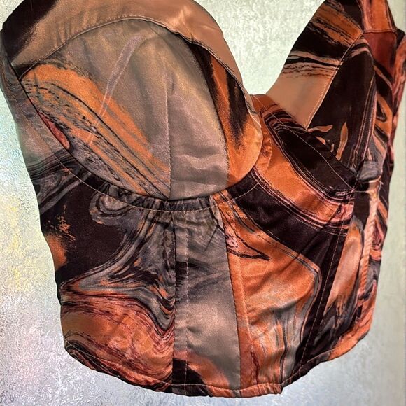 Kendall & Kylie Women’s Multicolor Watercolor Bustier Cropped Tank Top Size XS - Picture 2 of 6